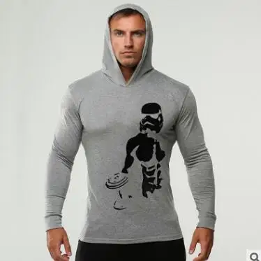 

Cross border product men's fitness exercise muscle dumbbells printed cap cotton long-sleeve new style