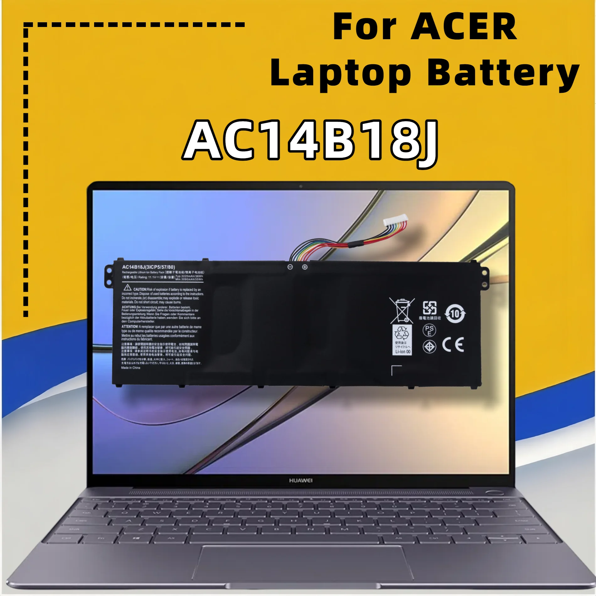 Фото Аккумулятор FRLESUI AC14B18J AC14B13J для ноутбуков Acer Aspire 3 A311/A314/A315/A317, 5 A514/A515/A517/A615, 7 A715, AN515 Series №5