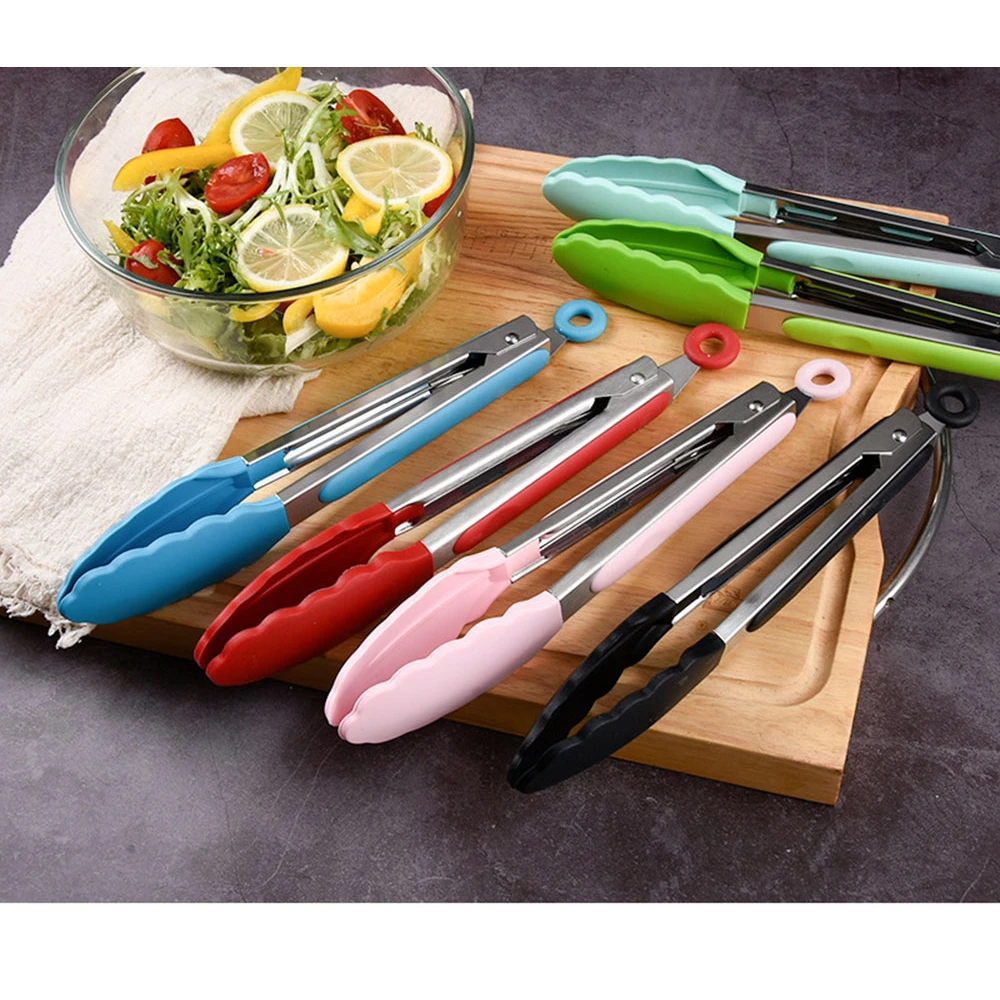 

Silicone Food Tong Silicone Utensil Cooking Tong Non-slip Cooking Clip Clamp BBQ Salad Tools Grill Kitchen Accessories