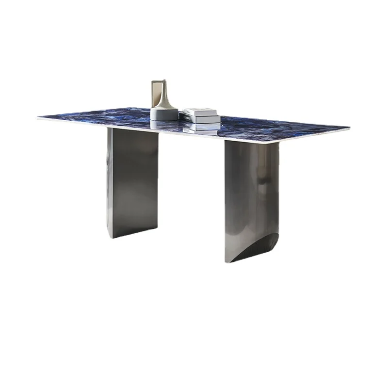 

YY Italian Style Light Luxury Natural Luxury Stone Marble Dining-Table Color LCD Stone Dining Table and Chair