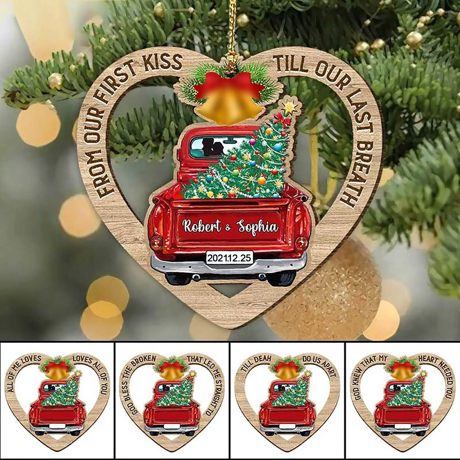 Персонализированный Рождественский Миниатюрный Автомобильный Шарм Красный