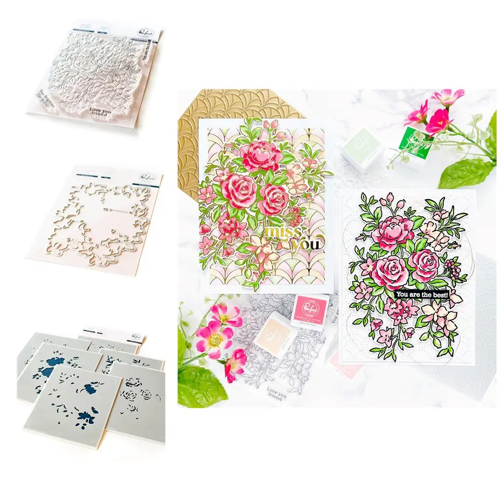 

Fancy Rose Bunch New Metal Cutting Dies Clear Stamp Stencil 2022 Scrapbook Diary Decoration Embossing Diy Greeting Card Handmade