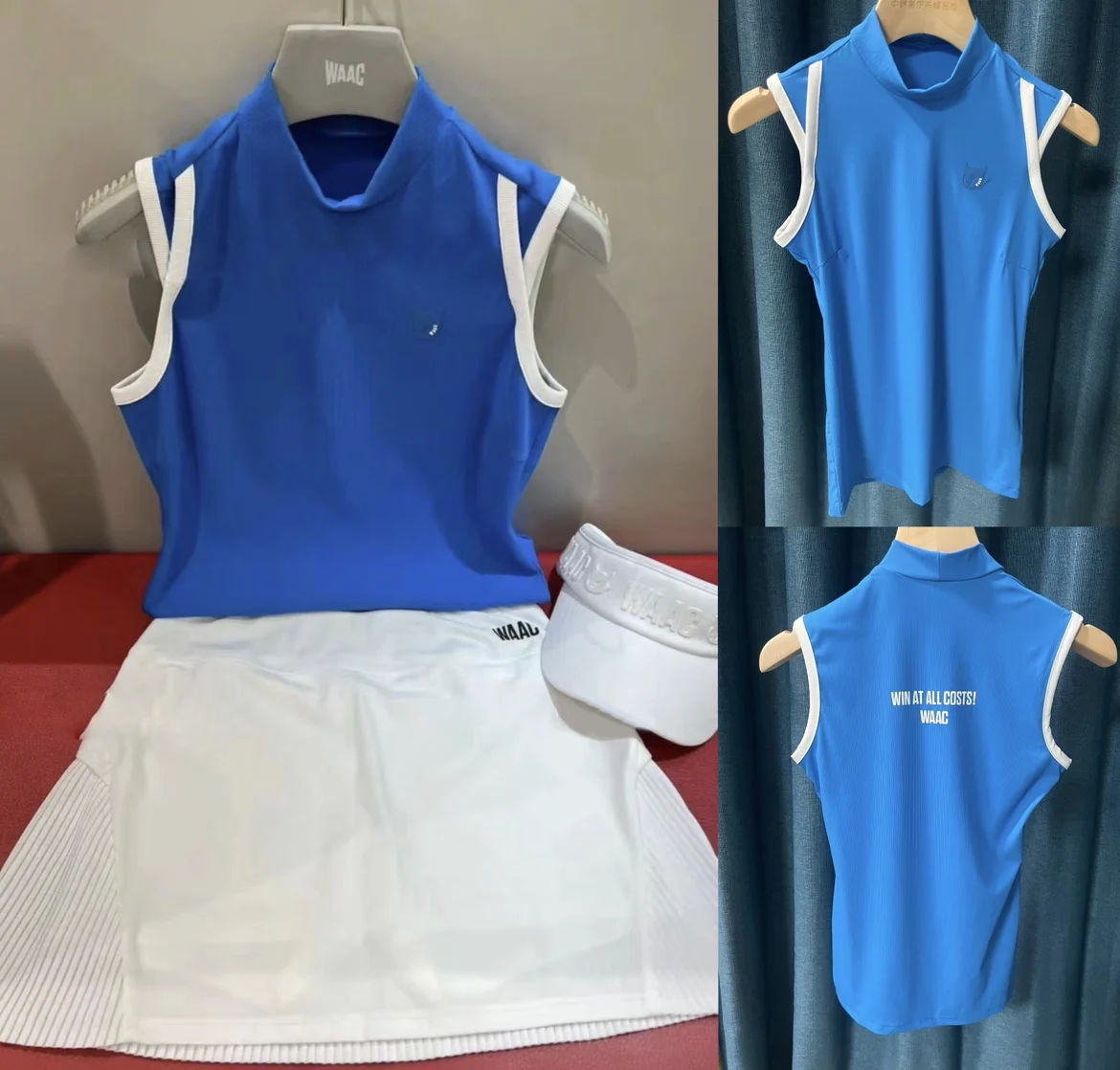 

South Korea WAAC Golf women simple sleeveless vest half high neck slim-fit sports dry elasticity