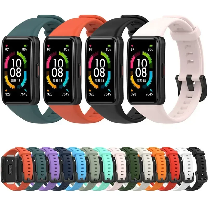 Фото Резиновый ремешок для Huawei Band 6 7 8 9 10 / Honor Band 6, спортивный сменный браслет для смарт-часов Huawei Band 6 Pro Correa №3