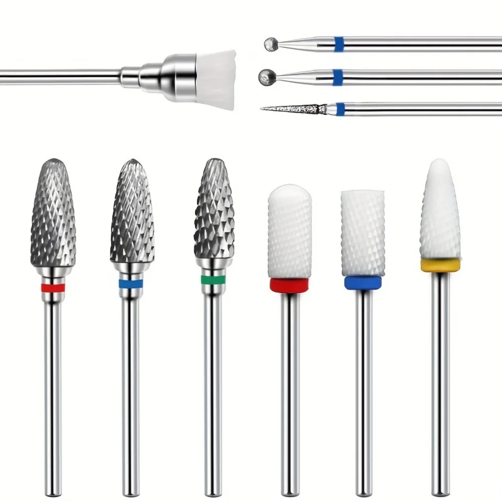 Набор фрез для маникюра комплект из 10 насадок вольфрамовой стали и керамики