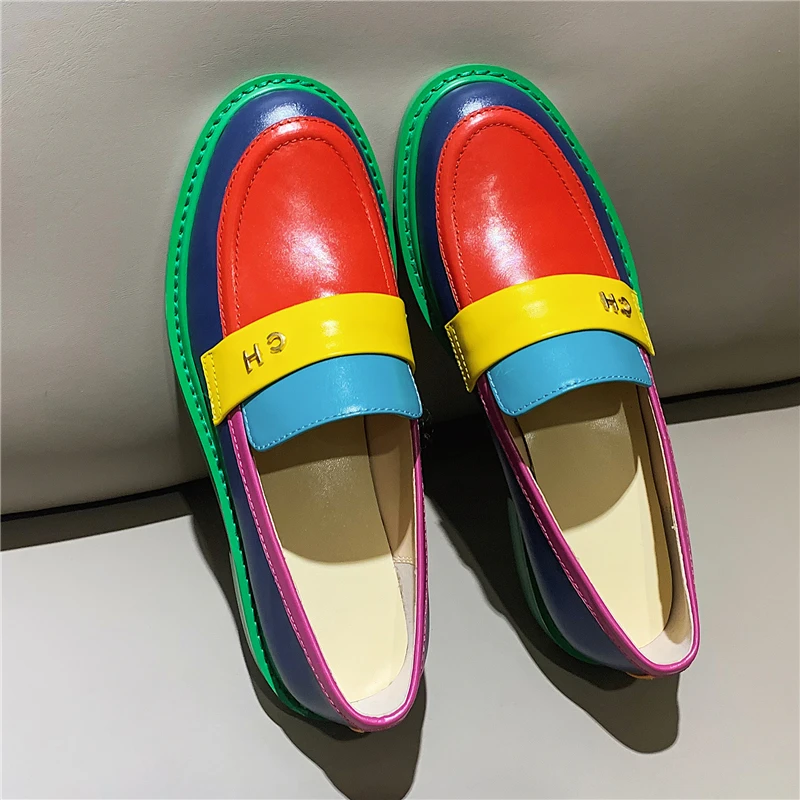 Туфли женские из натуральной кожи плоская подошва лоферы повседневная обувь