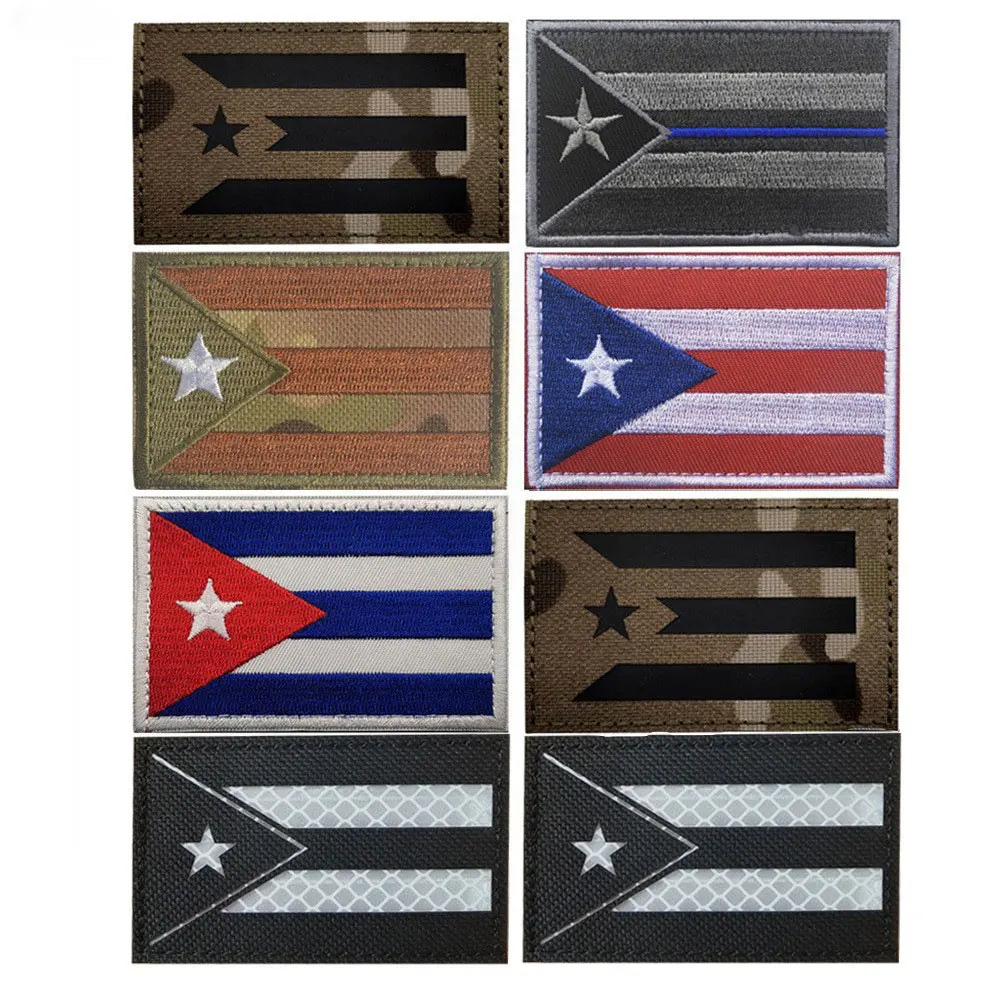 South America Flag Patch Puerto Cuban Reflective Armband IR Identification Badge Hook Loop Morale Badge Military Tactical Patch