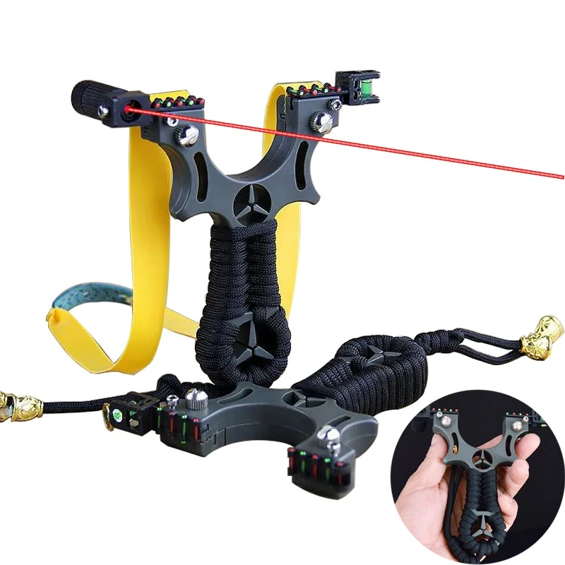 

New Resin Slingshot Laser Sight with Flat Rubber Band Slingshot For Outdoor Competitive Hunting Plastic Catapult Free Binding