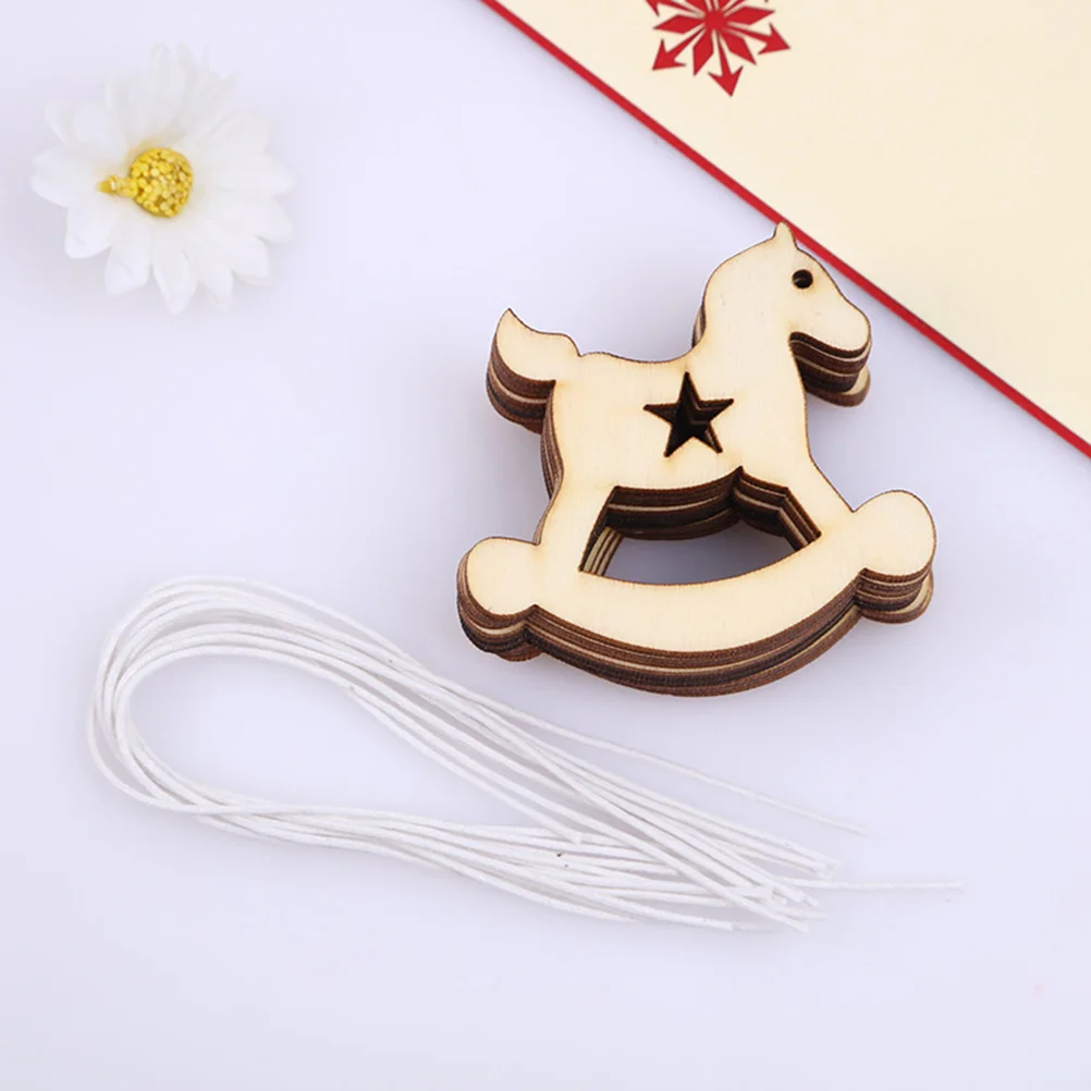 

Wood Hanging Slices Christmas Wooden Horse Patterned Chrismas Diy Pendant Decoration Cutoutsrope Small Ornamentsornament Tree