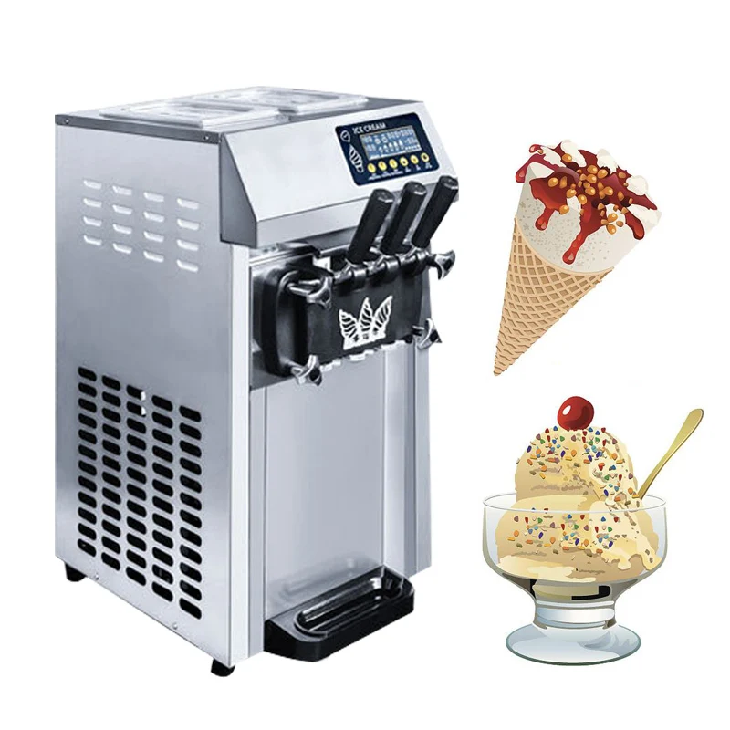 

Soft Ice Cream Maker 20L/H Commercial Sorbet Coolers Desktop Sweet Cone Freezing Equipment Vending Machine