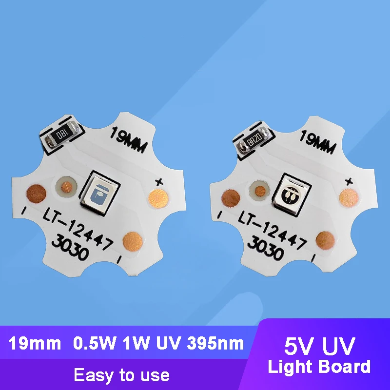 10 шт. DC 5V 19 мм фиолетовая УФ 395nm плата лампа светильник источник