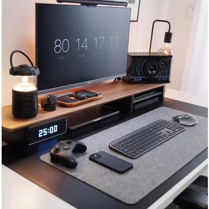 Schreibtisch-Organizer aus schwarzem Walnussholz Premium-Monitorständer Desktop-Höhenerhöhungshalter stabiles und praktisches