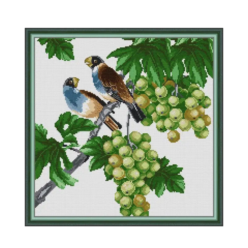 

Two parrots 5 cross stitch kit bird winter snow 18ct 14ct 11ct count printed embroidery DIY handmade needlework craft