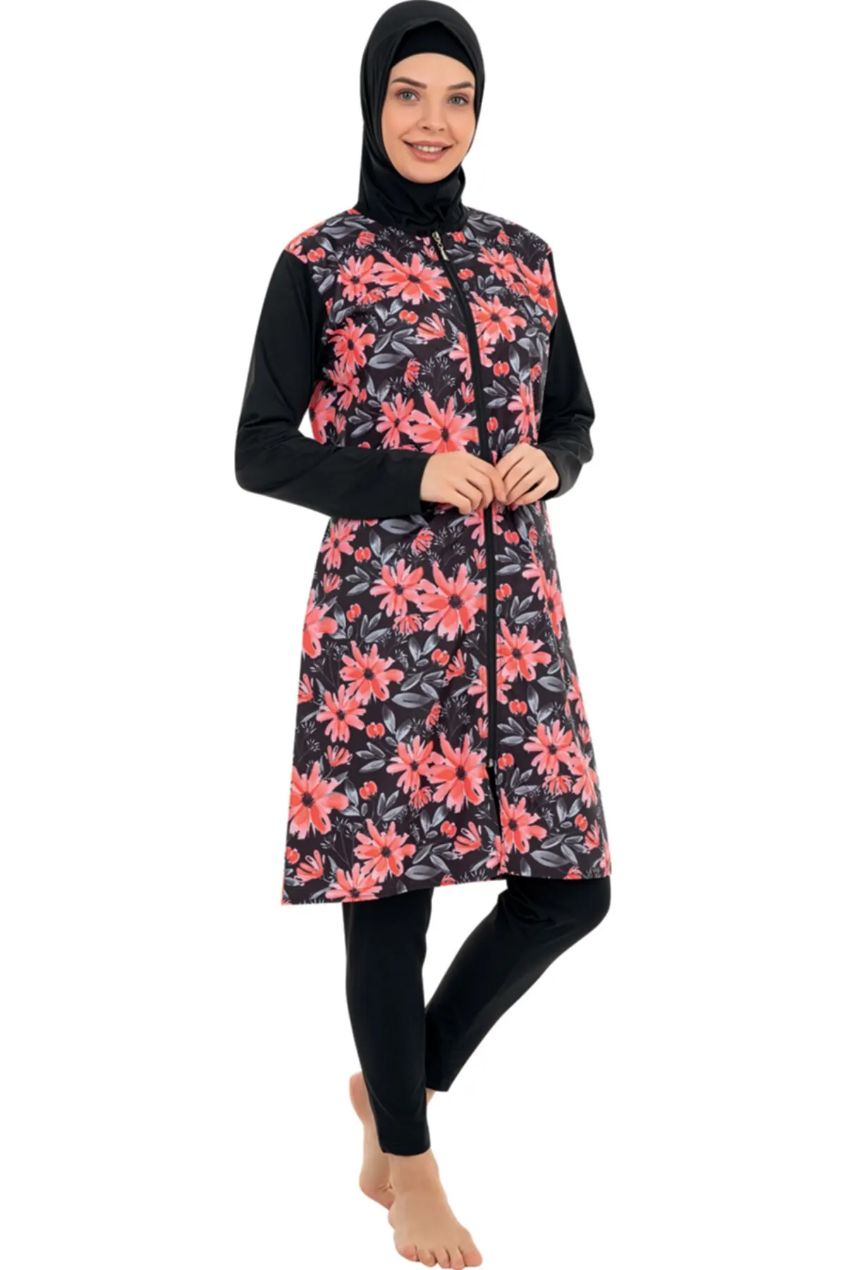 

Мусульманский купальник на молнии разных цветов с быстросохнущим покрытием, сдержанная летняя одежда, хиджаб, спортивный купальник