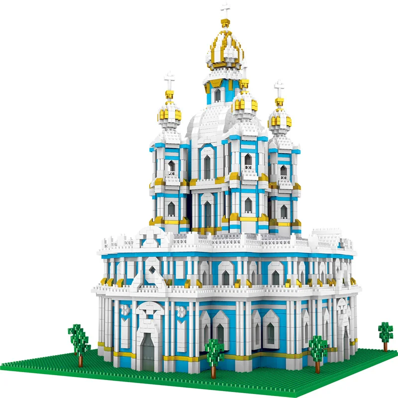

DIY Mini Blocks Architecture Model City Building Construction Bricks Assembly Educational Kids Toys Smolny Monastery Church