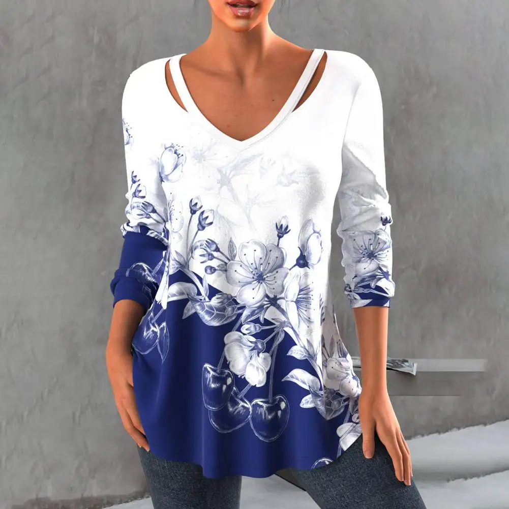 

Осенняя блузка, модный простой Повседневный женский топ с градиентным принтом, дышащий Женский пуловер