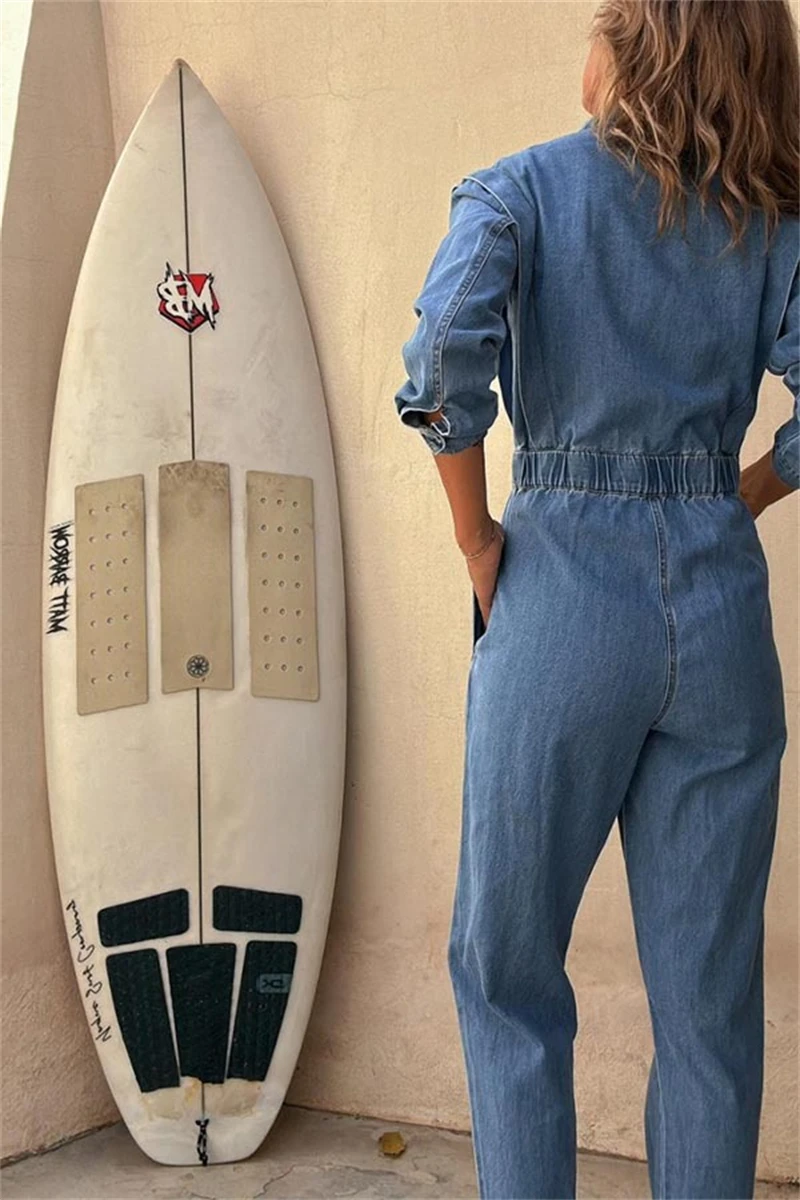 Уличная одежда джинсовые комбинезоны осенняя 2024 женские с длинными рукавами и