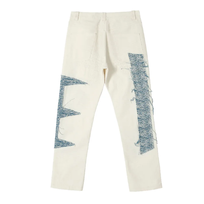 Four Seasons Stitching Jeans Men's Korean Version Ins Trend Loose Casual Straight Wide Leg Trousers Streetwear Ins Hot Sale MEN