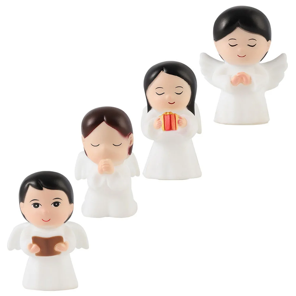 

4 Pcs Pray Little Angel Vinyl Fairies Figurines Angel Figurine Shape Ornament Memorial Decorations Cake Lovely Scene