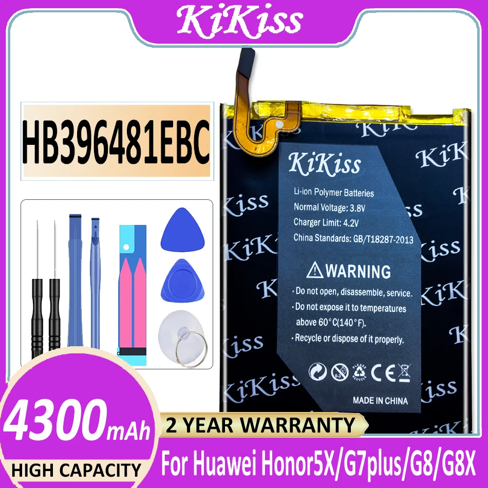 

New High Quality HB396481EBC 4300mAh Battery For Huawei Honor 5X/Ascend G7 Plus/G8 /G8X Batteria + Tools