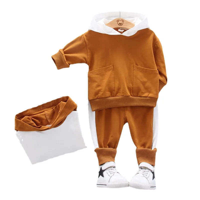 

Spring and Autumn Long Sleeved Children's Suit Baby Long Sleeved Pullover Hooded Sweater Leisure Sports 2pc Set 0-5 Ages