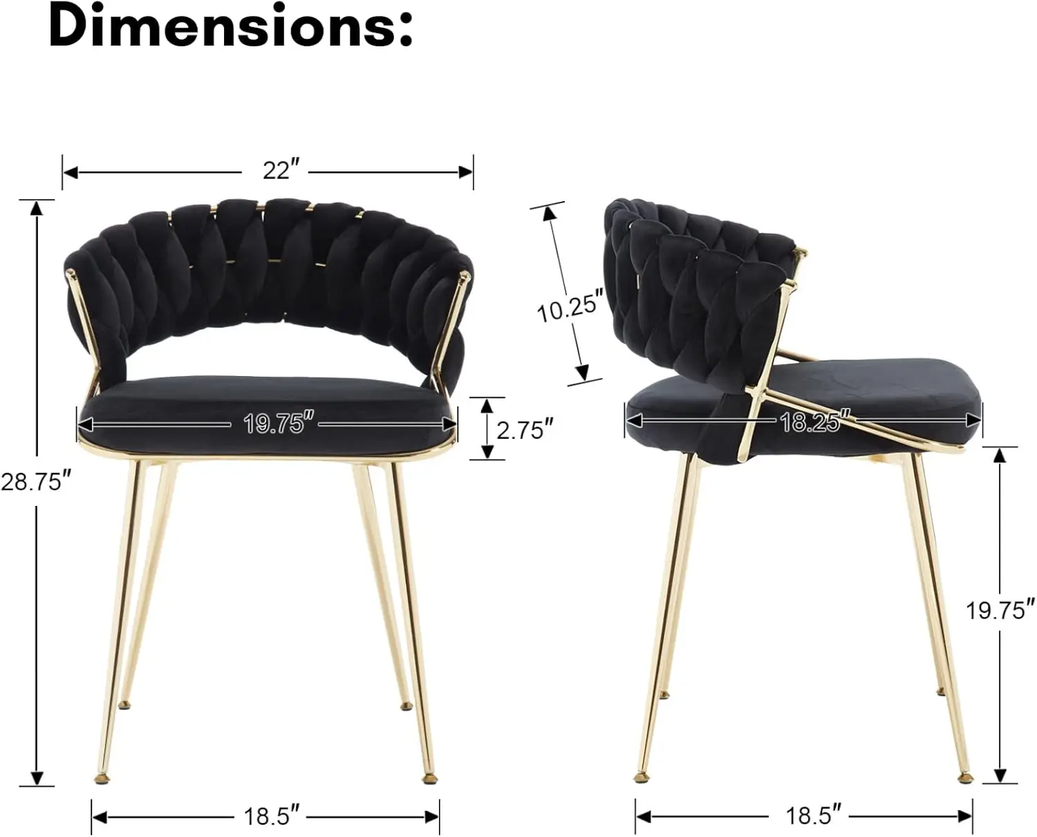 Черные бархатные обеденные стулья набор из 2 тканых стульев для столовой с