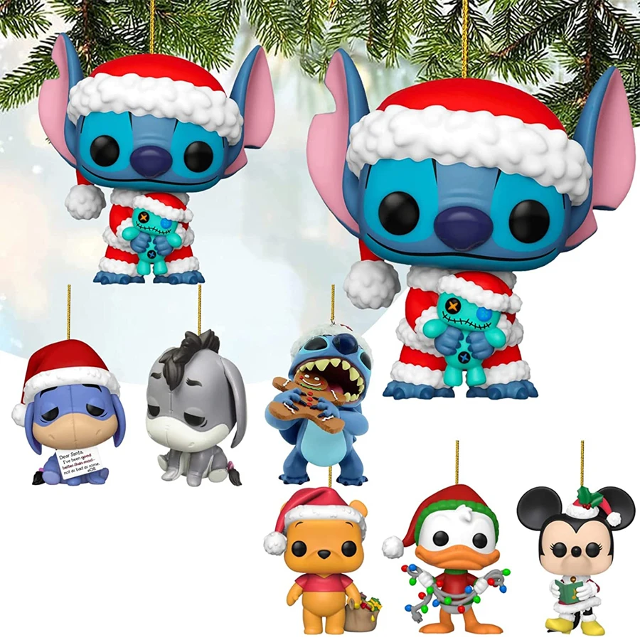 

Christmas Pendant Disney Stitch Action Figure Xmas Tree Decorations Hanging OrnamentsDoll Christmas Party Decoration New Year