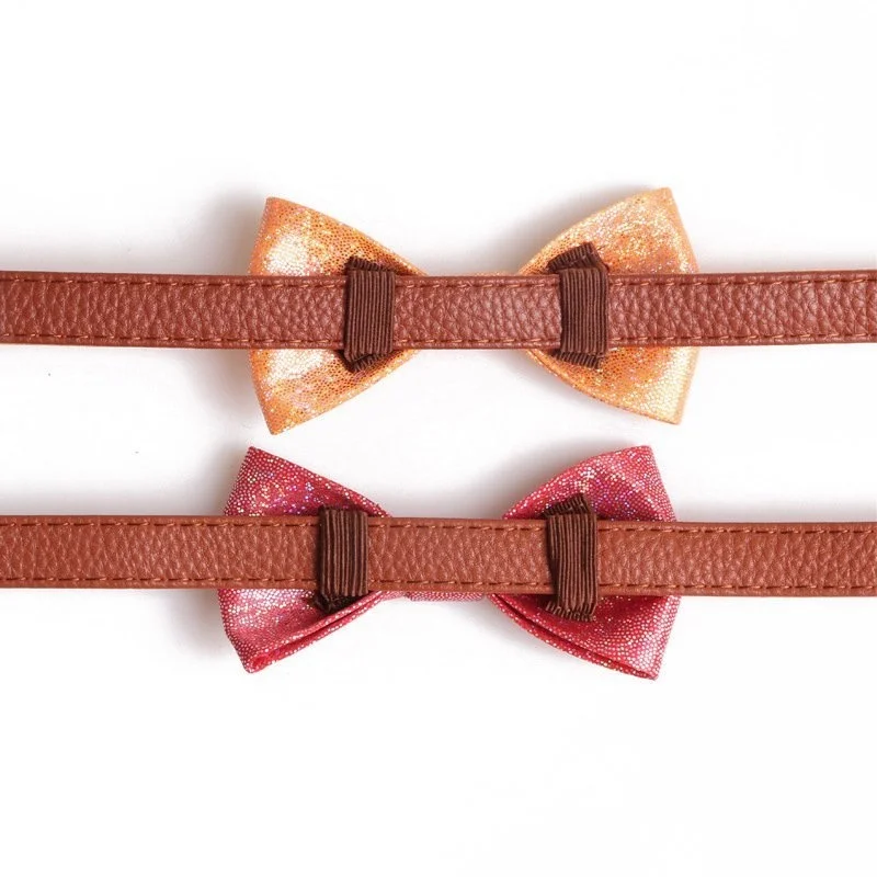 Бархатный галстук-бабочка для кошек модный из искусственной кожи чихуахуа с