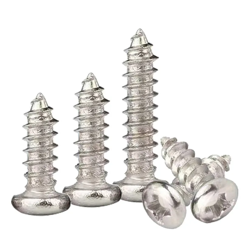 

100Pcs Self-Tapping Screw M1 M1.2 M1.4 M1.7 M2 M3 M4 M5 Nickel-Plated Carbon Steel Cross Recessed Round Headacme Screw