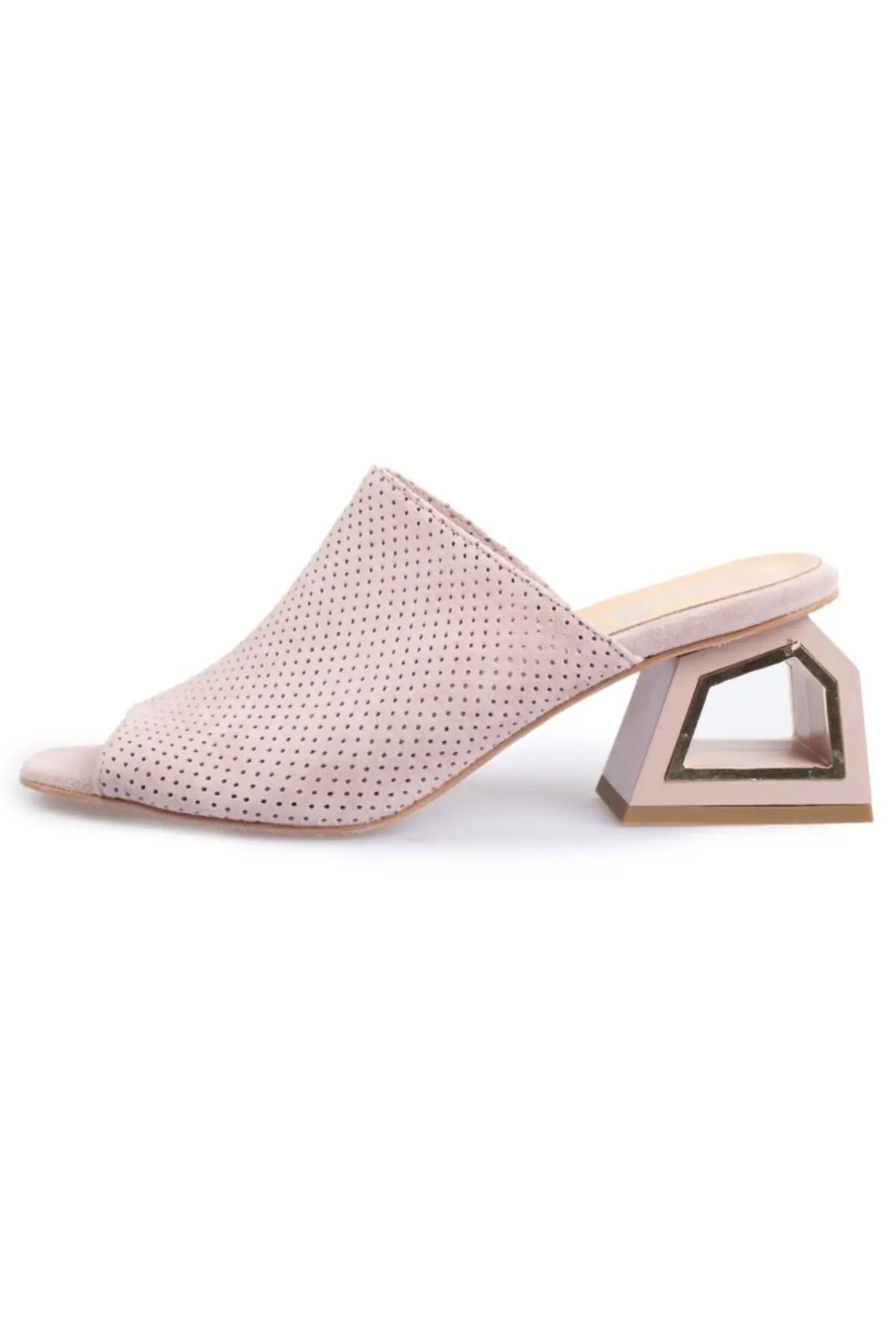

Women pink suede heel detailed slippers