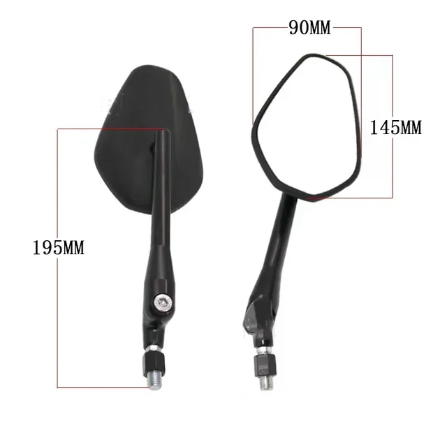 

Пара Мотоцикл Черный Универсальный 8 мм 10 мм Боковое зеркало Зеркало заднего вида Противопадающее складное овальное зеркало