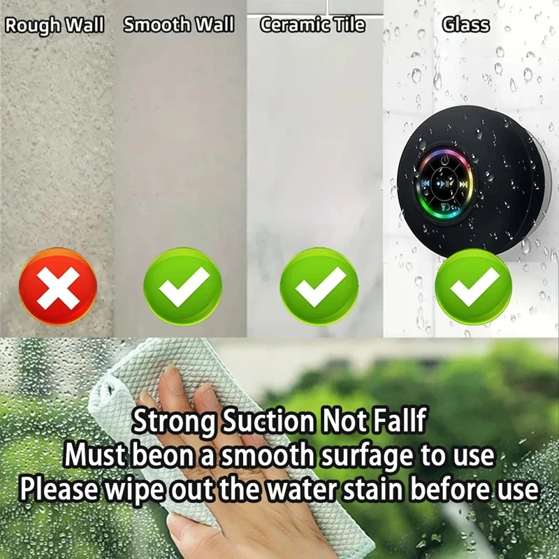 Фото Lenovo Portable Wireless Bluetooth Speaker LED IPX4 Waterproof Loudspeaker Outdoor Bathroom Large Suction Cup Stereo Sound Box №4
