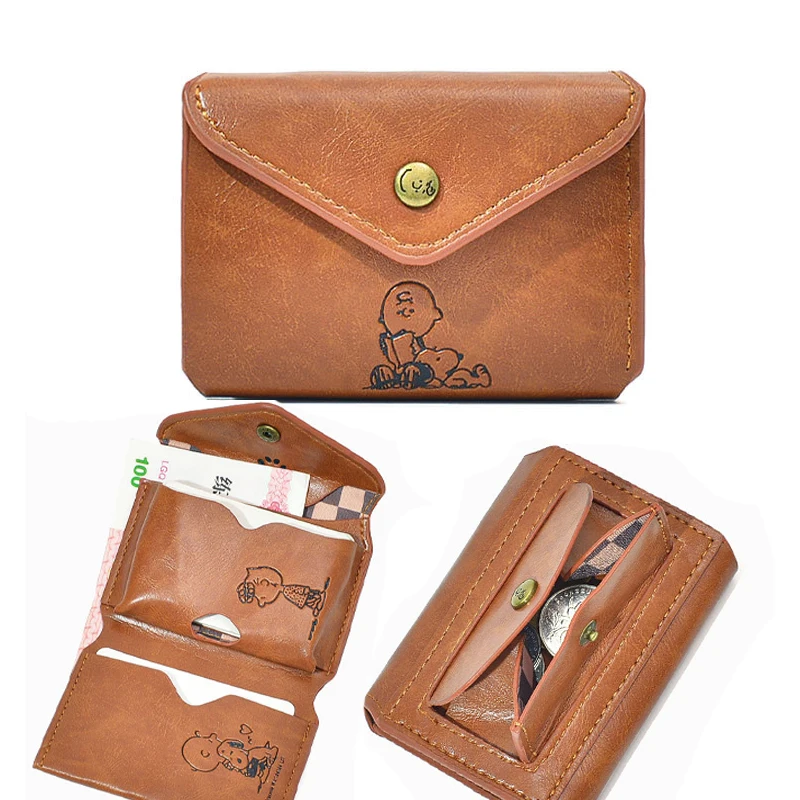 Арахис кошелек Снупи короткая искусственная кожа мультфильм Чарли три сложения