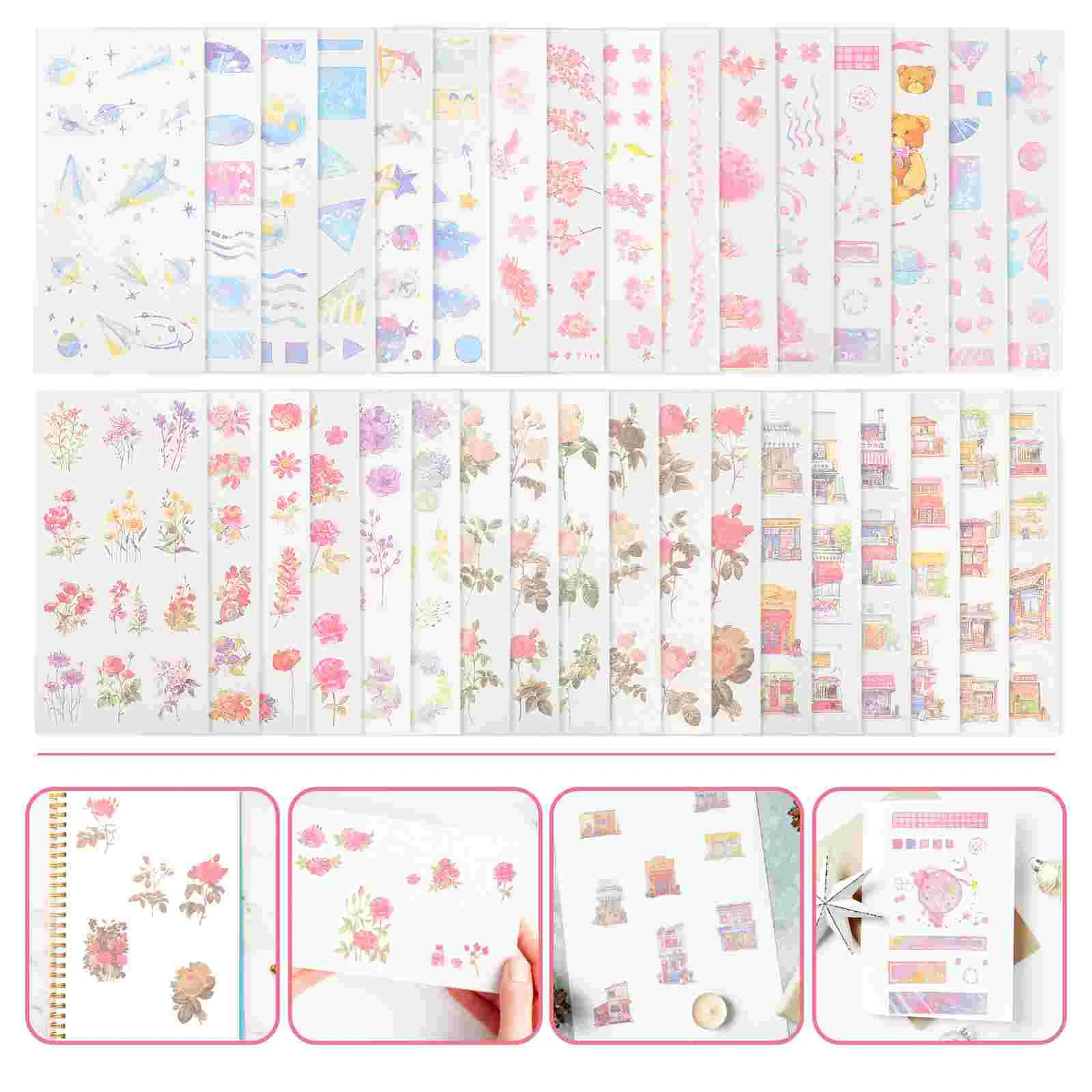 

6 Sets Printing Washi Paper Stickers Decorative Washi Paper Decals Home Decor