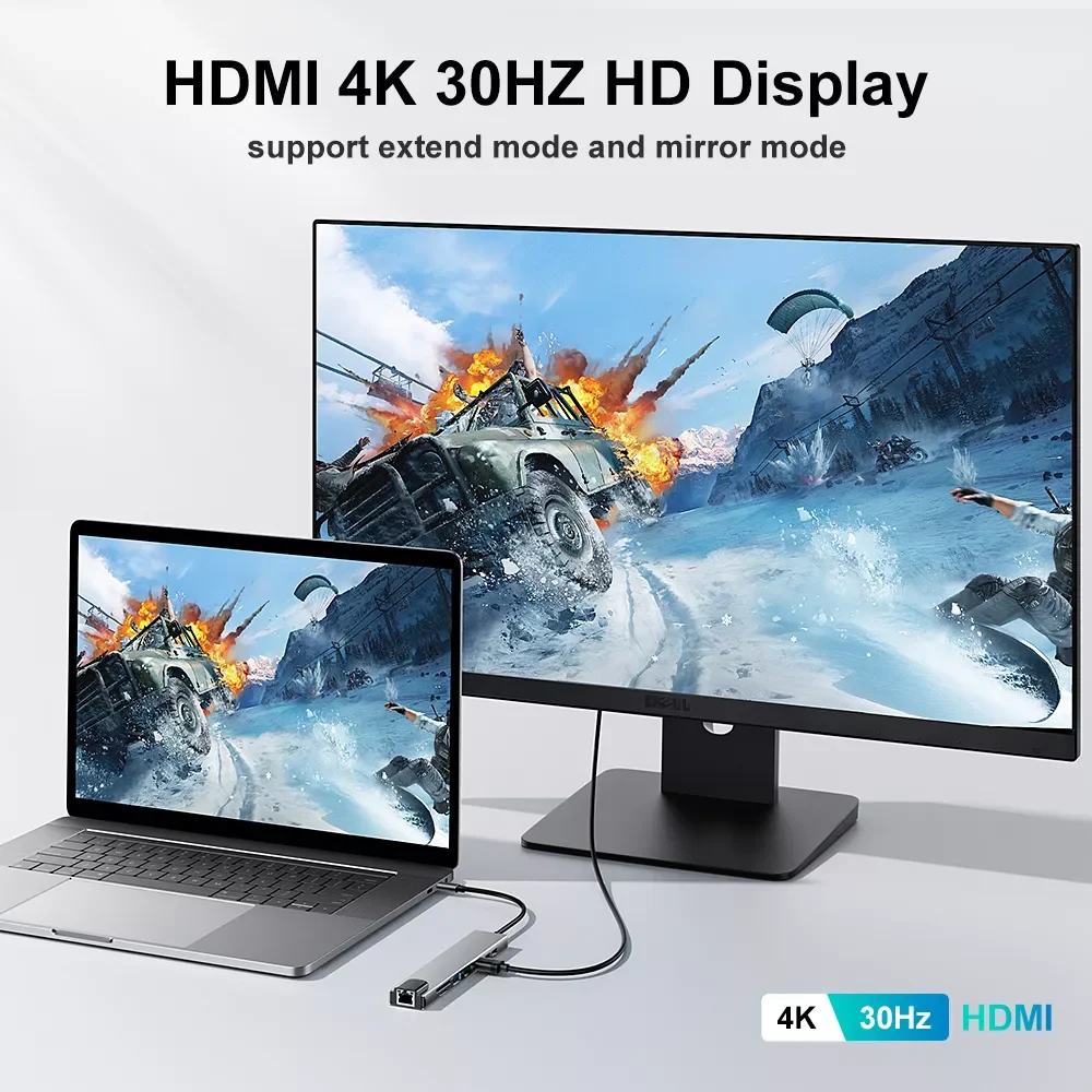 Фото USB-концентратор с Type C на Hdmi концентратор 3 0 Адаптер мульти otg SD кардридер RJ45 USB 3,0 Разветвитель USB C док-станция для Macbook air Pro №2