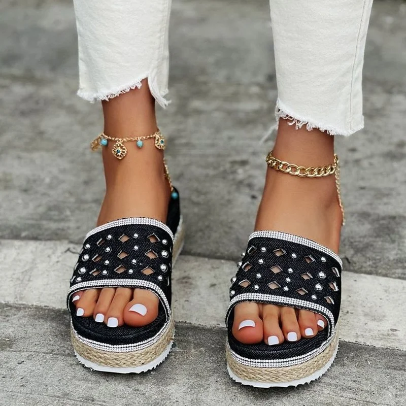 

Women's Flip Flops 2022 The New Summer Fashion All-match Solid Color Round Head Comfortable Open Toe Sandals Platform Shoes