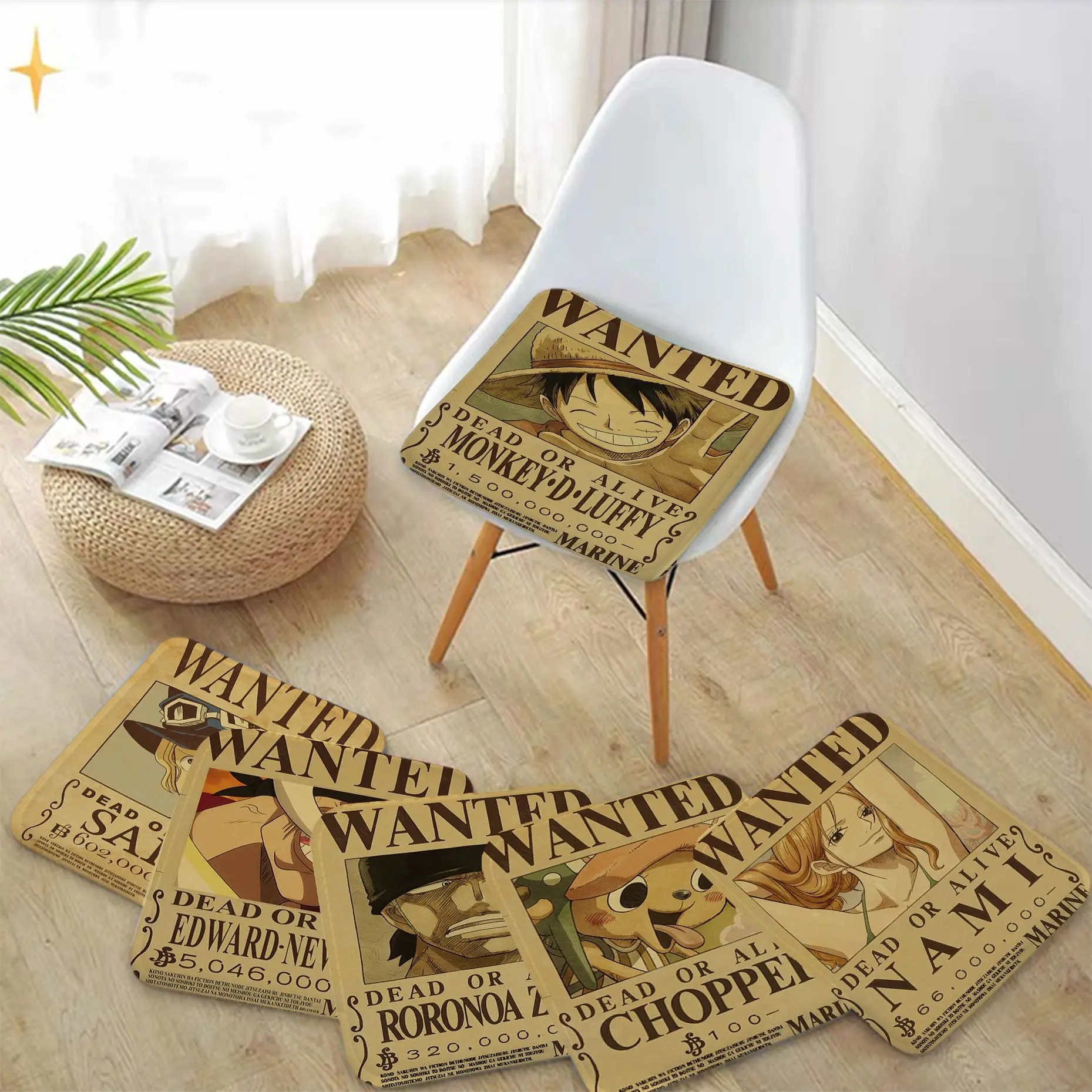 

BANDAI Cartoon One Piece Anime Figure Decorative Seat Cushion Office Dining Stool Pad Sponge Sofa Mat Non-Slip Cushion Pads