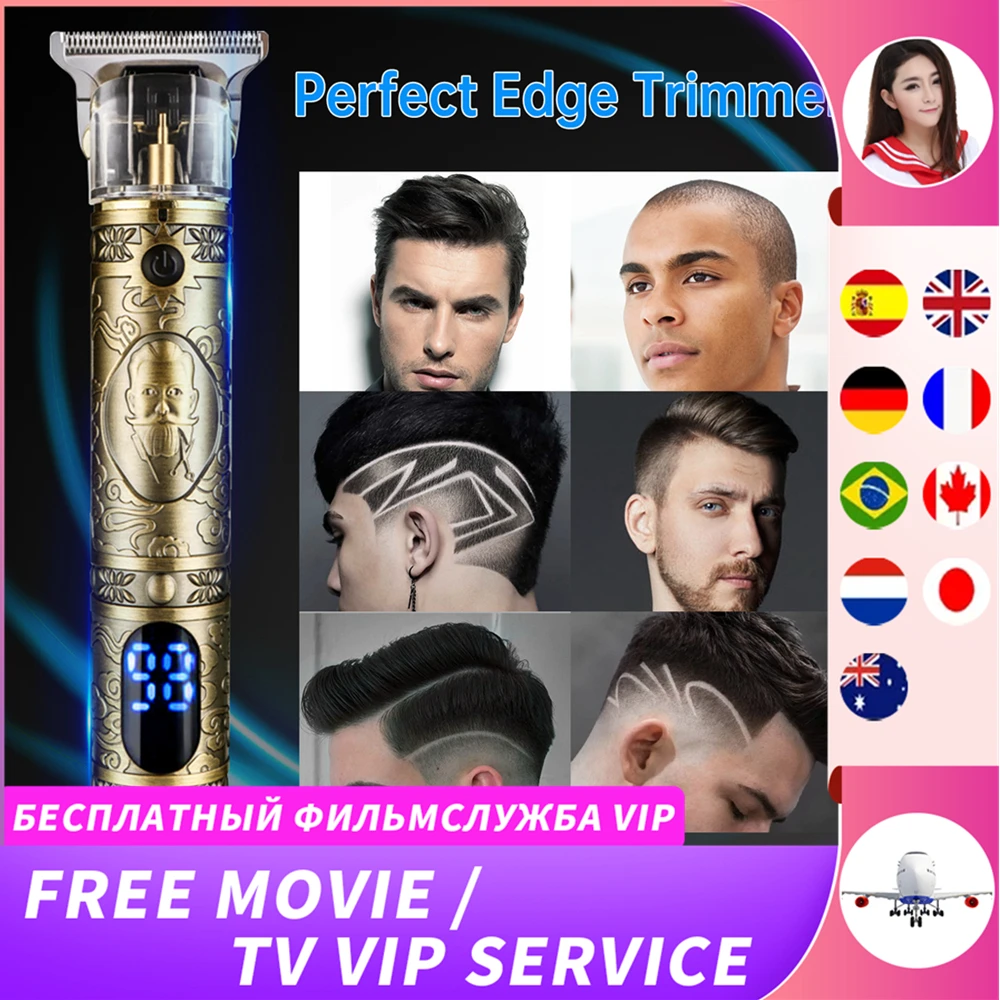 

Electric Hair Trimmer for Men Rechargeable Hair Clippers Cordless Pro Li Outliner Barbershop Beard Shaver with Com (LCD Display)