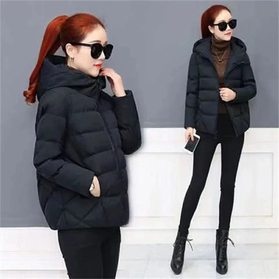 Women Jacket Parka Down Cotton Padded Coat 2023 Autumn Winter Slim Short Hooded Warm Thicken Jackets Women's Outerwear Clothing
