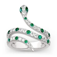 luxury ring for women wedding party jewelry green rhinestone vintage crystal snake adjustable rings cool hip hop new and trendy