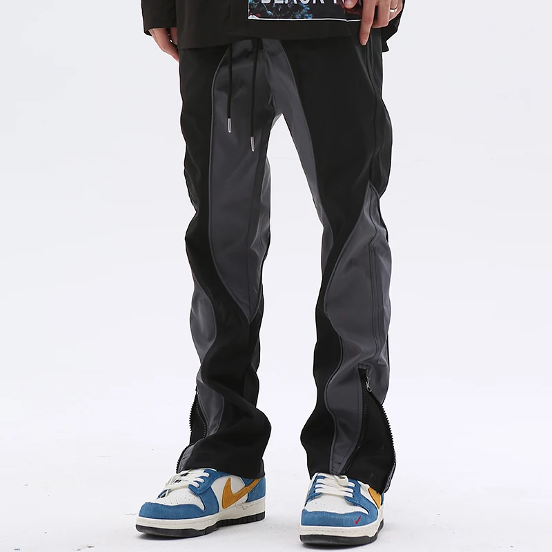 

Track Oversize Casual Drawstring Harajuku High Spliced Baggy Retro Straight Colot Zipper Street Pants Trousers Match Ankle