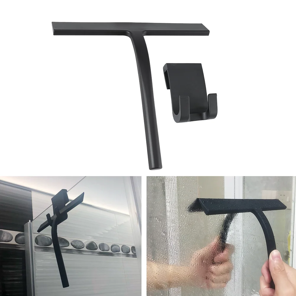 

Hangable Shower Squeegee Window Glass Wiper Scraper Brush Glass Car Cleaner with Silicone Spatula Hook Home Cleaning Tools