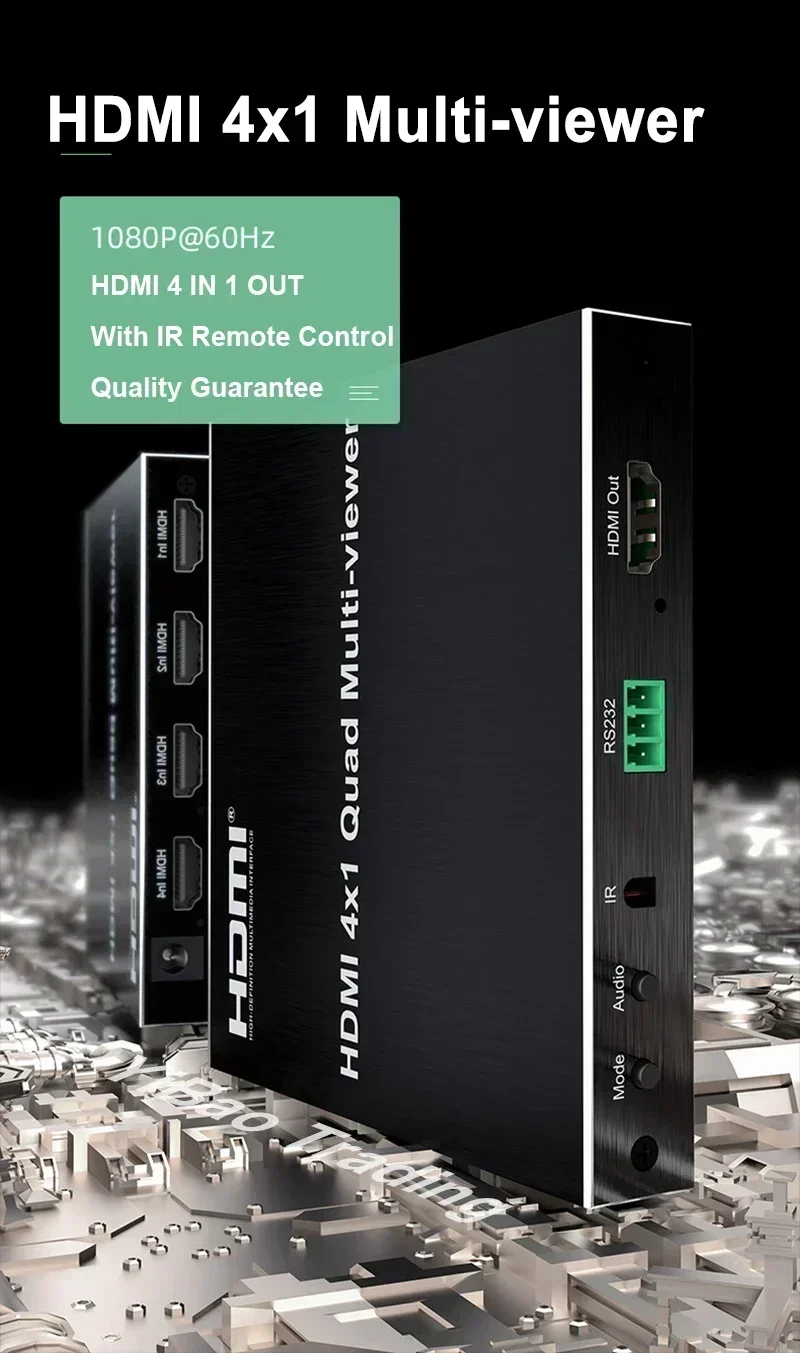 Фото Мультивьювер HDMI 4x1 (4 входа, 1 выход) для сегментации экрана, бесшовный коммутатор HDMI для PS4, PS5, камеры, ПК и телевизора №1