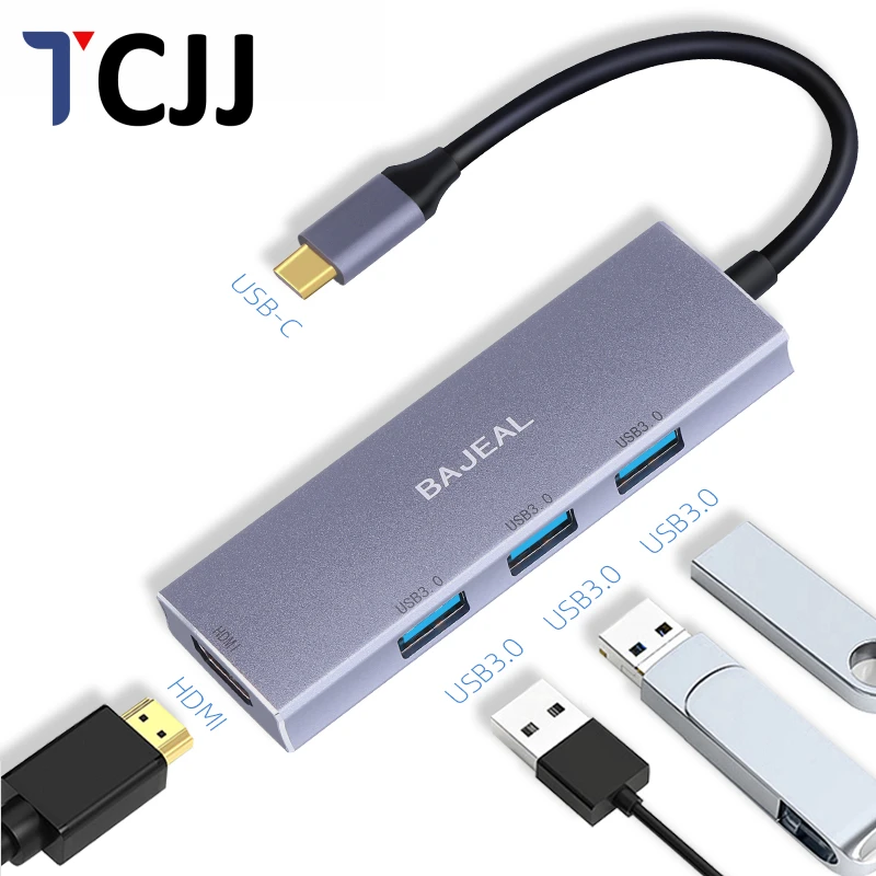 

USB-концентратор 4 в 1, USB Type-C на HDMI, USB 3,0