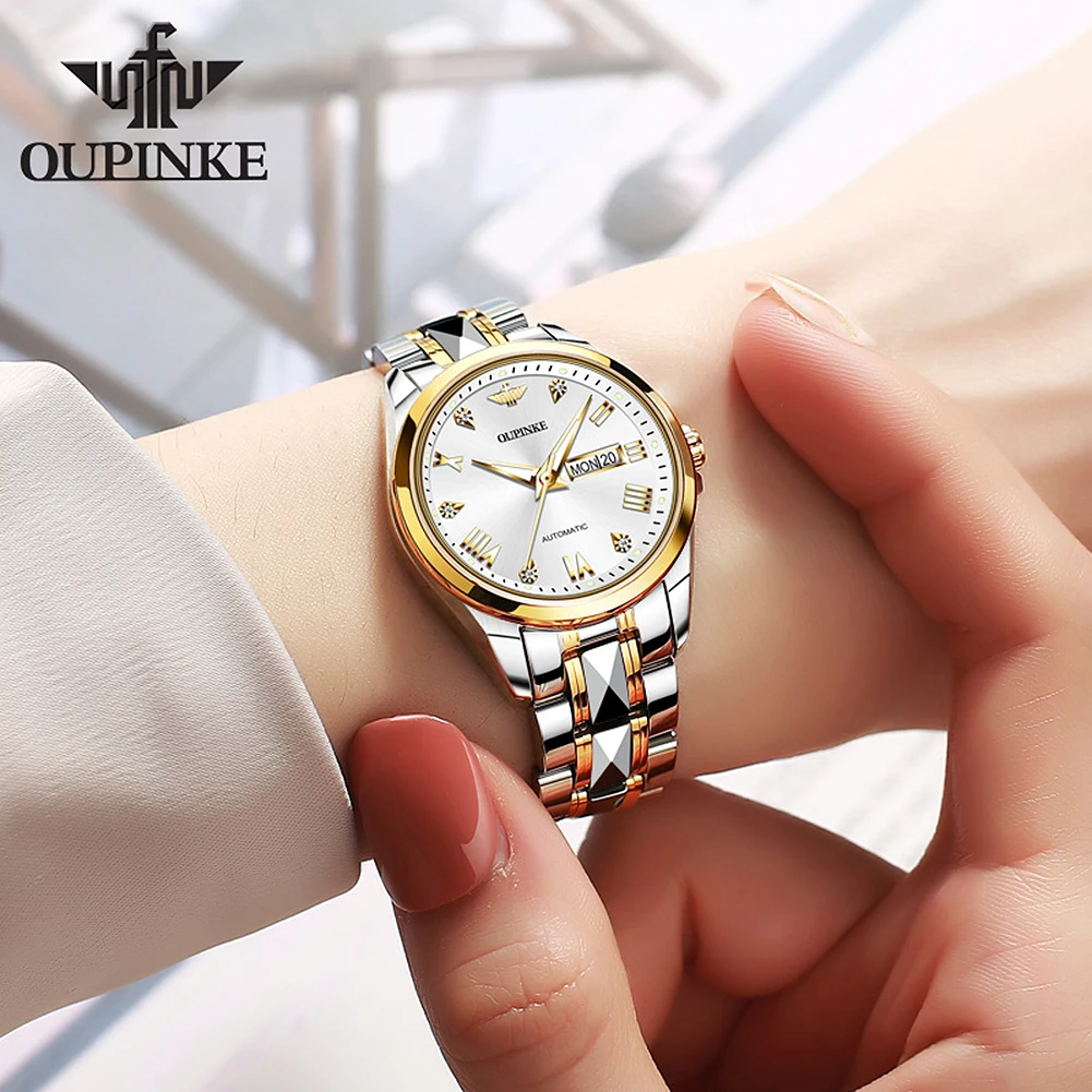 OUPINKE Watches For Women Luxury  Fashion Automatic Mechanical Waterproof Sapphire Mirror Ladies Watch Bracelet  Jewelry Set enlarge