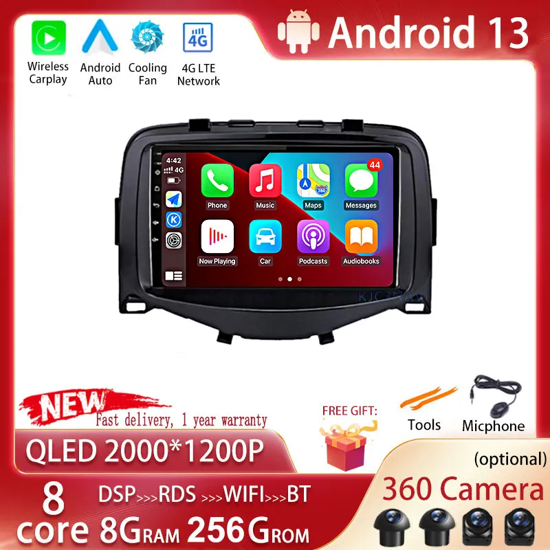 

Автомобильное радио Android 13 для Toyota Aygo Peugeot 108 Citroen C1 2016-2020 Carplay Автомобильный мультимедийный GPS WIFI 4G Авторадио DVD