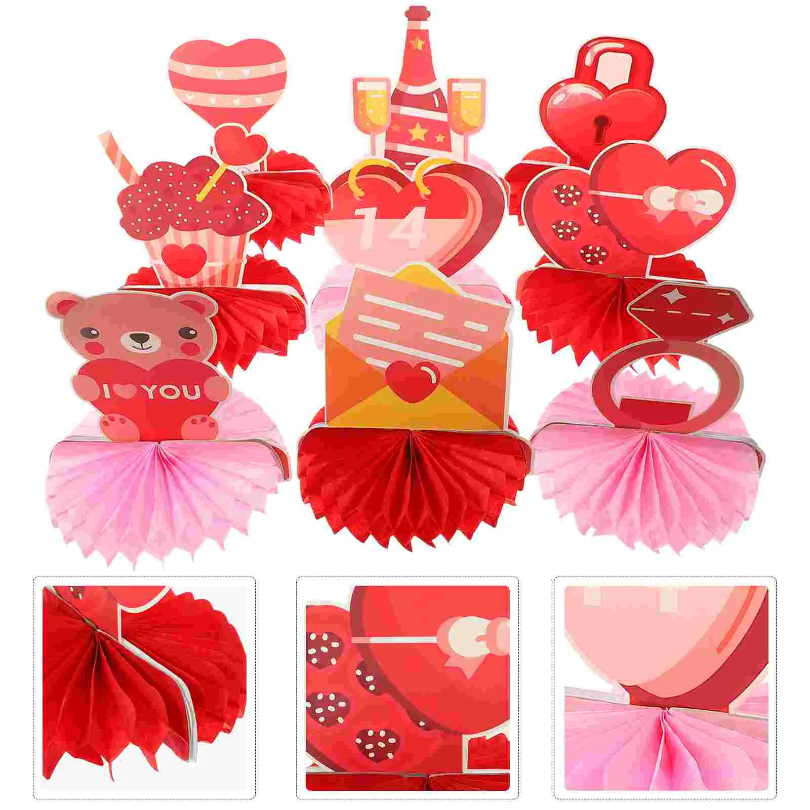 

Honeycomb Valentine Centerpieces Table Decor Centerpiece Party Wedding Paper Day Valentines Romantic Love Ornamentsornament Prop