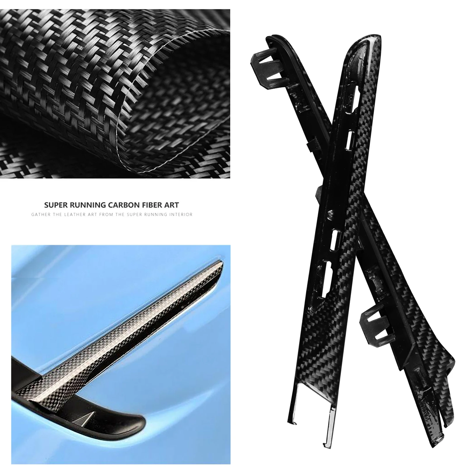 

For BMW M3 M4 F80 F82 F83 2015-2020 Dry Carbon Fiber Front Fender Air Vent Outlet Trim Side Flow Spoiler Cover Splitter Strip