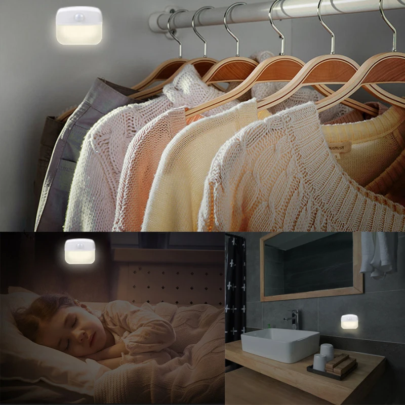 

LED Night Light Wireless Motion Sensor Lights Corridor Closet Stair Room Lamps For Bedroom Cabinet Energy Saving Night Lamp