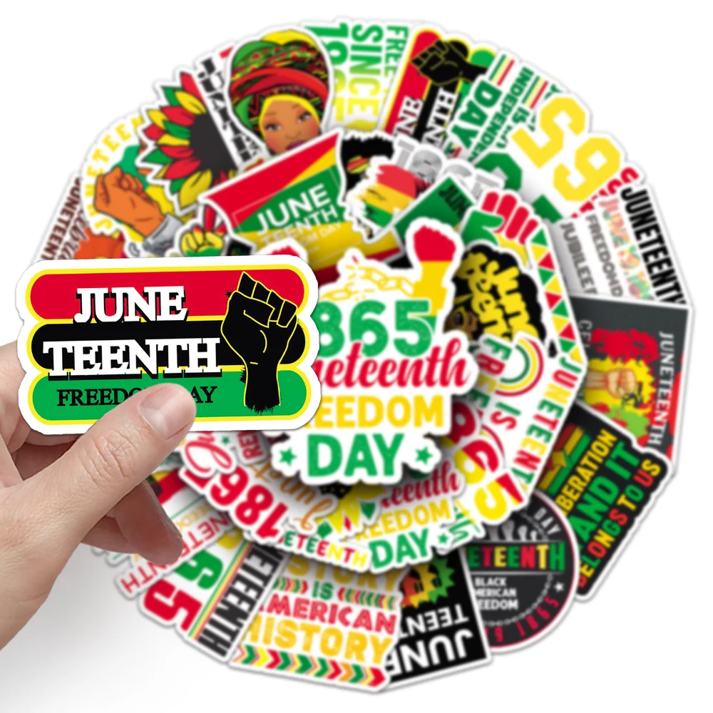 

Наклейки на День освобождения черного цвета, 10/50 шт., граффити, Дорожный чемодан, холодильник, ноутбук, водонепроницаемые крутые классические наклейки, наклейки для детей